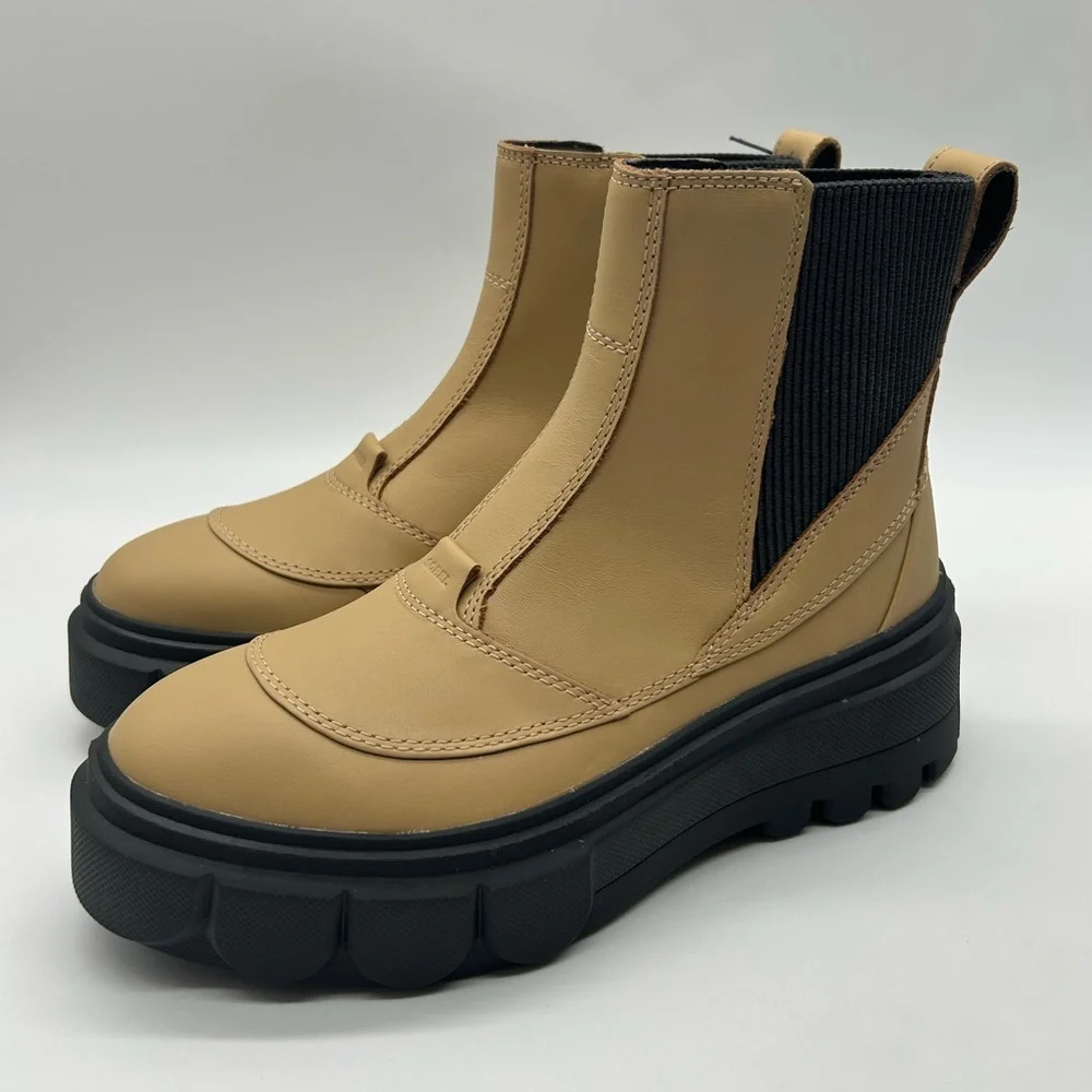Sorel Caribou X Chelsea WP Tan Waterproof Chunky Lug Boots Women’s 9.5 NIB